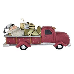 Williraye Studio Rest Stop WW2541 Santa Red Truck Cat Sleeping Folk Art Figurine